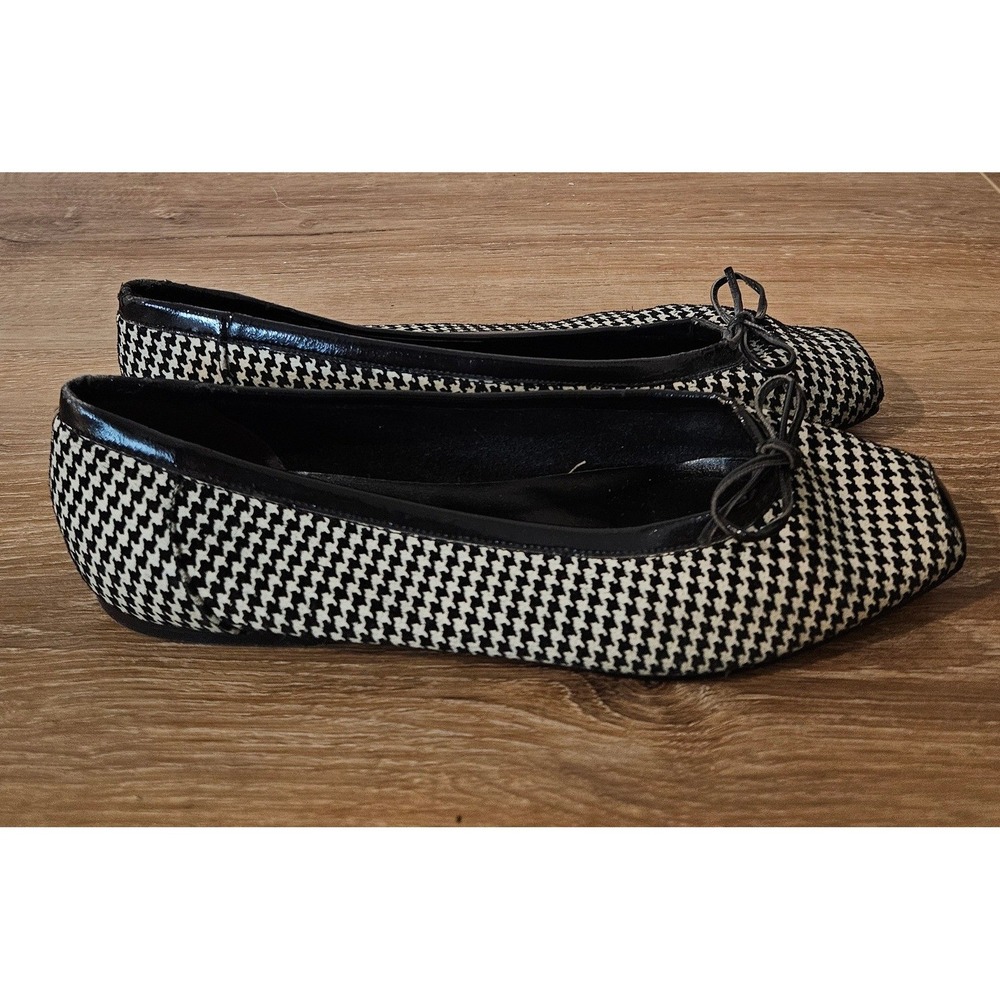 Anne Klein II Houndstooth Ballet‎ Flats Square Toe Made in Italy 8.5 M 90s VTG - Picture 3 of 6